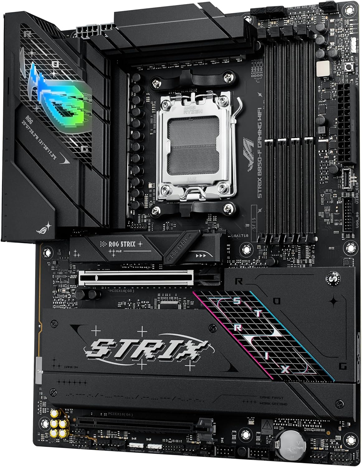 ASUS ROG Strix B850-F Gaming WiFi Mainboard Sockel AMD AM5 (AMD B850, ATX, DDR5 Speicher, PCIe 5.0, WiFi 7, 2X PCIe 4.0 M.2, Aura Sync)
