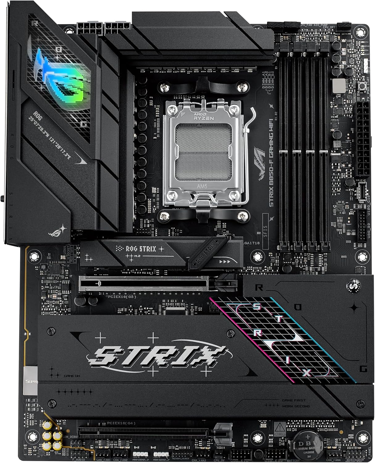 ASUS ROG Strix B850-F Gaming WiFi Mainboard Sockel AMD AM5 (AMD B850, ATX, DDR5 Speicher, PCIe 5.0, WiFi 7, 2X PCIe 4.0 M.2, Aura Sync)
